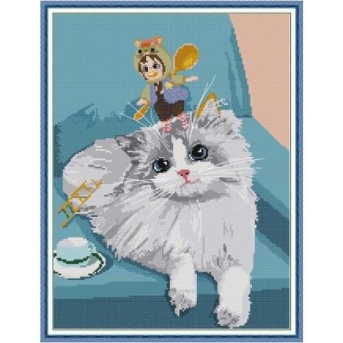 Kitten 3 cross stitch kit animal cat aida 14ct 11ct count printed canvas stitches embroidery DIY handmade needlework