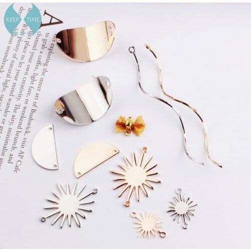 DIY alloy accessories, handmade wafer, wave, butterfly knot, semicircle solar earring, ear clip, ear nail hanging material