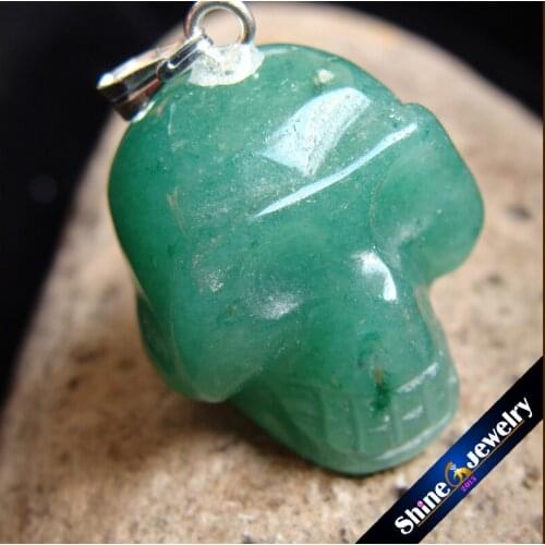 Wholesale 18x18x18mm Natural Green Aventurine stone SKULL Pendant beads jewelry Free shipping