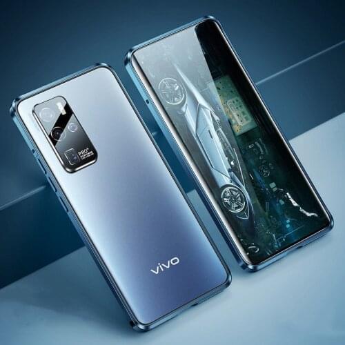 X50 Pro Aluminum Metal Bumper Phone Case for Vivo X50 Pro Clear Slim Tempered Glass Cover for Vivo X50 Pro + X50 Coques Fundas