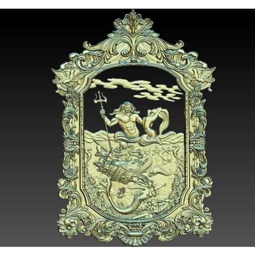 Digital file in STL format 3D Model Relief for CNC Router Engraving 3D Printer Artcam Aspire-Naked woman poseidon ship sink boat