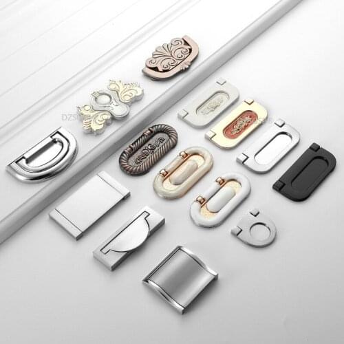 Zinc Alloy Wardrobe Door Hardware Hidden Modern Kitchen Drawer Knobs Silver Black Gold Cabinet Cupboard Pulls