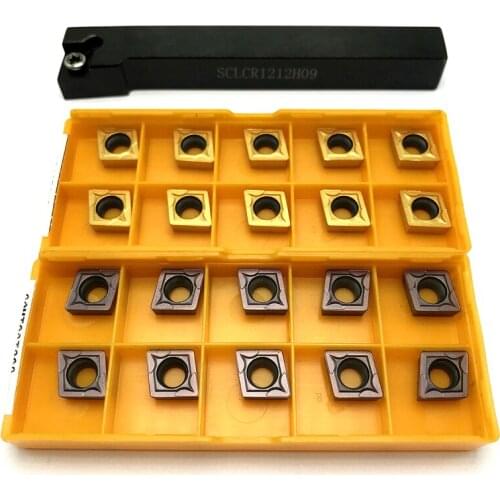 SCLCR1212H09 SCLCR1616H09 SCLCR2020K09 Holder Lathe Tool Cutter With 10PCS CCMT09T304 CCMT09T308 carbide blade turning tool set