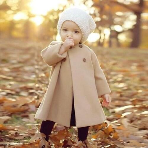 Autumn Winter Girls Jackets Kids Baby Outwear Cloak Button Jacket Warm Clothes Kids Outerwear Coats Wool Coat Overcoat 6M-5years
