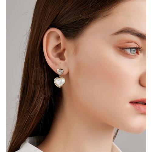 Dongdaemun temperament fashion set pearl peach heart earrings female 2021 new tide personality sweet earrings