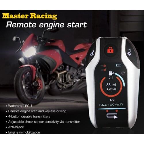 2 Two Way Motorcycle Alarm System Scooter Anti-theft Burglary Alarm Remote Engine Start Stop Remote Locating Emgerency Disarm