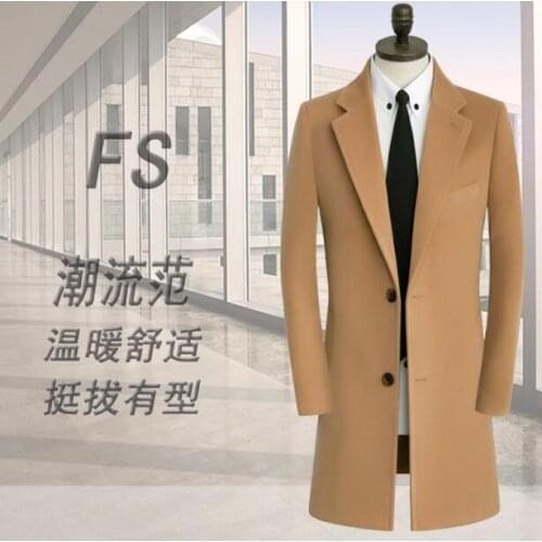 Khaki casual woolen coat men trench coats long sleeves overcoat mens cashmere coat suits clothes S-9XL inverno erkek england 916