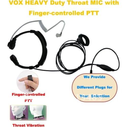 Good Quality Two-way Radio VOX Heavy Duty Throat MIC with Finger PTT (Different Plugs for Selection)