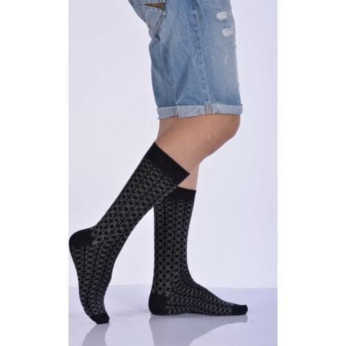 Idilfashion Male Pattern Bamboo Socket Stocking-Navy Blue-E-ART217 (3'LÜ PACKAGE)