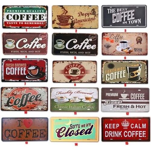 Coffee Metal Sign Vintage Tin Sign Plaque Wall Plate Decor For Kitchen Coffee Bar Cafe Retro Posters Iron Craft Painting