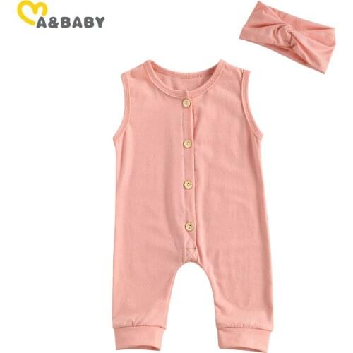 Ma&Baby 0-24M Summer Newborn Infant Baby Girls Clothes Set Sleeveless Jumpsuit Playsuit Clothing