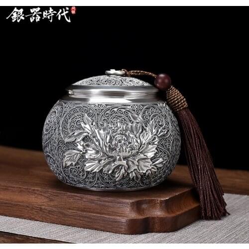Ag999 Sterling Silver Tableware Spice Container Tea Sugar Pot Seasoning Jar Bowl