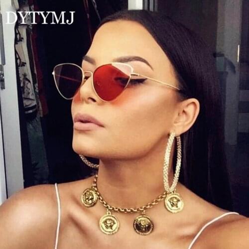 DYTYMJ Metal Cat Eye Sunglasses Women Vintage Sunglasses Women/Men Brand Designer Sunglasses for Women Mirror Gafas De Sol Mujer