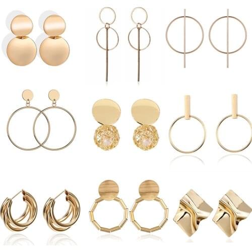 Fashion Statement Earrings 2019 Metal Round Geometric Earrings For Women Hanging Dangle Earrings Drop Earing Modern Jewelry Punk