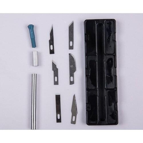New set carved metal carving knife metal k steel plastic pencil sharpener cutting knife cutting 1pc knife +5PC BLADES