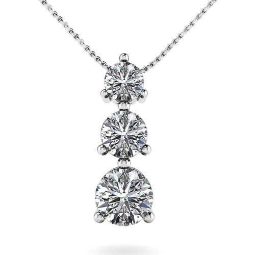 Huitan Luxury AAA Round CZ Crystal Pendant Necklace for Women Good Quality Simple Stylish Female Wedding Party Fashion Jewelry