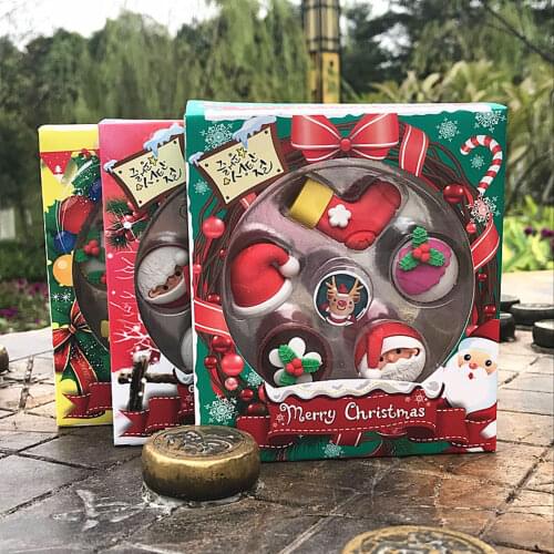 Christmas Rubber Sassafras Set Kindergarten Students Birthday Prizes School Supplies Set Gift Box