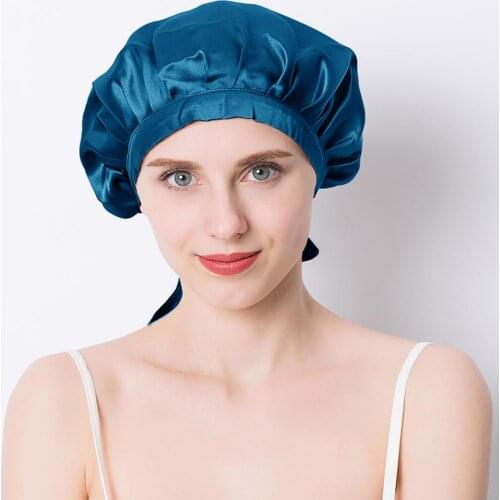 Mulberry Silk Sleep Cap Silk Cap For Sleeping Women Elegant Hair Care Accessories Elastic Band Sleeping Beanie