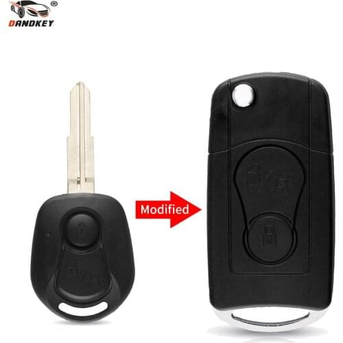 DANDKEY10x 2 Buttons Flip Folding Car Remote Key Case Shell For Ssangyong Actyon SUV Kyron Rexton Key Vover Case