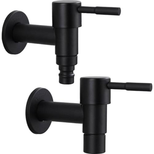 Stainless Steel Faucet Black Wall Mounted Washing Machine Tap Bath Toilet Mop Pool Water Taps for Garden Bathroom
