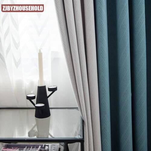 Modern Blackout Curtains for Window Grey and Blue Stitching Curtain for Living Room Curtain Decoration Drapes Luxury
