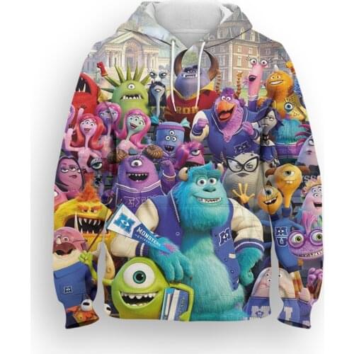 Monsters Inc Men Sweetshirts Disney 3D Print Spring Autumn Women Hoodies Cartoon Anime Harajuku Boy Girl Kids Tracksuit