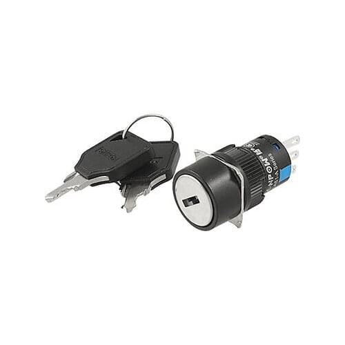 1pc LA16-11Y2 YL139 AC 250V 5A Panel Mount Key Lock Rotary Push Button Switch