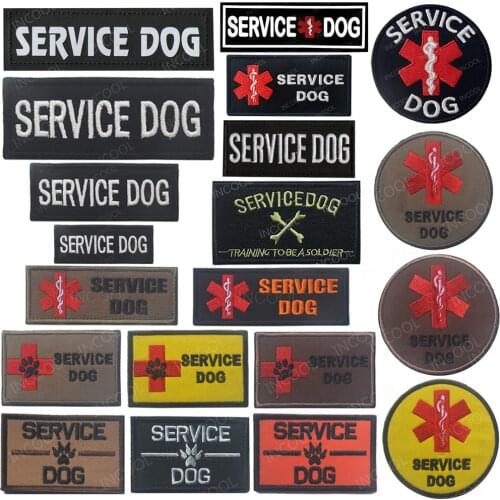 SERVICE DOG Embroidered Patches EMT Medic Paramedic Tactical Military Patch Medical 3D Embroidery Badges For Harness Vest