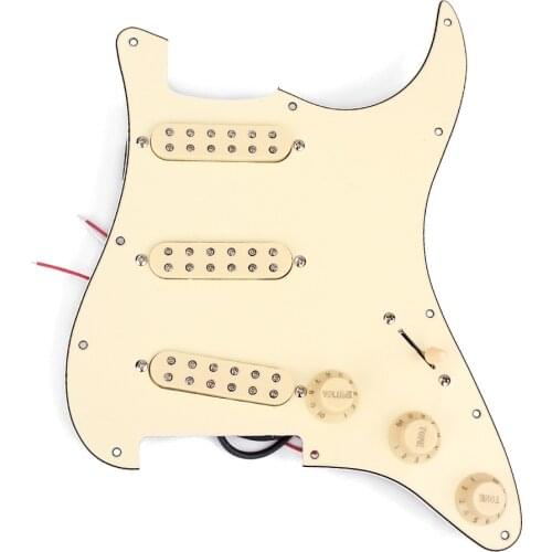 Replacement Prewired HHH 3 Dual Coil Pickups 3ply 11 Holes Pickguard w/ Volume & Tone Control Knobs for Fender ST Guitar Parts