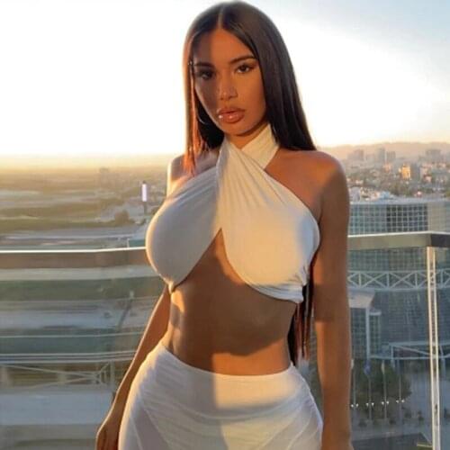 Halter Sexy Strapless Women Fashion Ruched Tube Wrap Crop Tops Top Cropped clothes Feminine Underwear Navel Vest Streetwear bar