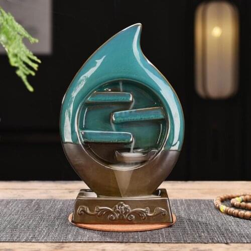 100 Pcs Cones Zen Backflow Incense Burner Ceramic Smoke Waterfall Incense Stick Holder Cerative Home Decor Porcelain Censer