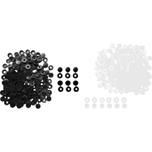 200Pcs Small 4.1mm Plastic Hinged Screw Cover Fold Snap Caps End Protector for Auto Car Furniture Home Decor Black+White