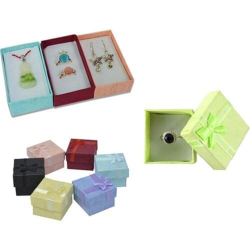 3 Sizes 19 Color Paper Ribbon Necklace Earring Ring Package Box Floral 4*3cm 5*5cm 5*8cm Jewelry Organizer Storage Gift Box