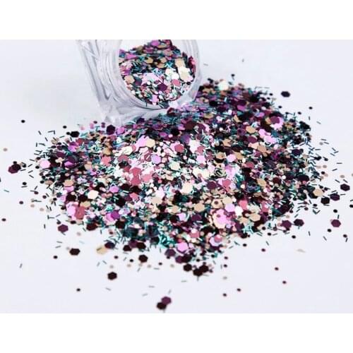 8 Colors/ 50G/bag 0.1-3mm Iridescent Glitter mix 2021 NEW *Mulit-size Glitter Mix-Safe for Nail Art * polyester* Festival Face