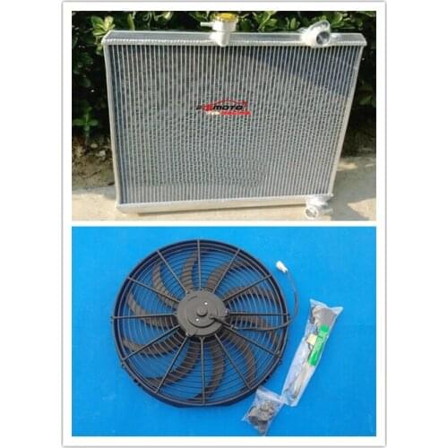 Full Aluminum Radiator + FAN For Jaguar S2 E-TYPE 4.2L MT Manual 1968-1970 68 69 70