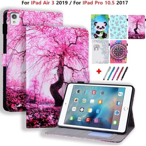 Tablet Cover For Coque iPad Air 2019 10 5 Case Painted Flower Tree Wallet Stand Cover For iPad Air 3 Case For iPad 10.5 2017