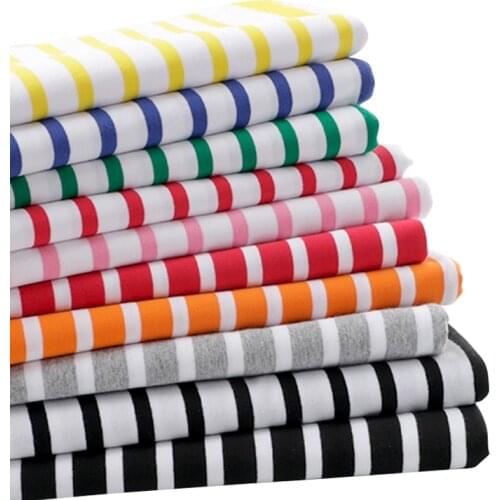 Buulqo stretchy striped cotton fabric lycra cotton knitted jersey fabric DIY sewing T-shirts dress fabric by half meter