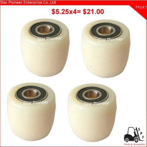 Hydraulic pallet truck wheels hand pallet truck wheel 70x80mm White Nylon with bearings 6204, 4 pieces