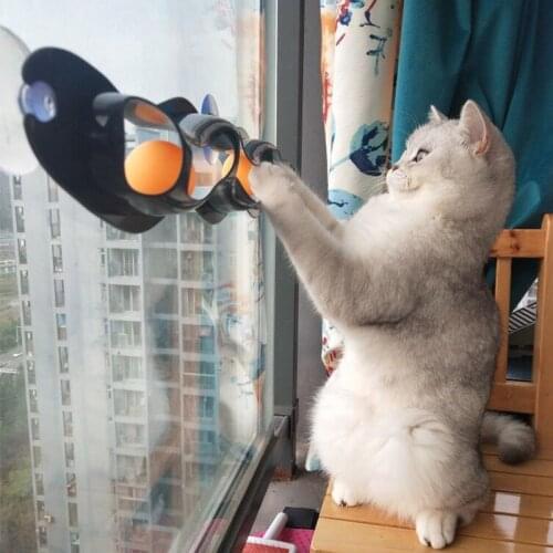 Hot Sucker Windows Cat Toy Pet Ball Toy Funny Play Pipe With Balls Cat Toy Track Play Tunnel Pet Toys Products Free shipping