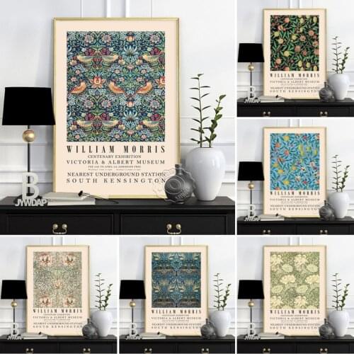 William Morris Victoria And Albert Museum London Exhibition Art Poster, Botanical Pattern Gallery Print, Art Nouveau Wall Decor