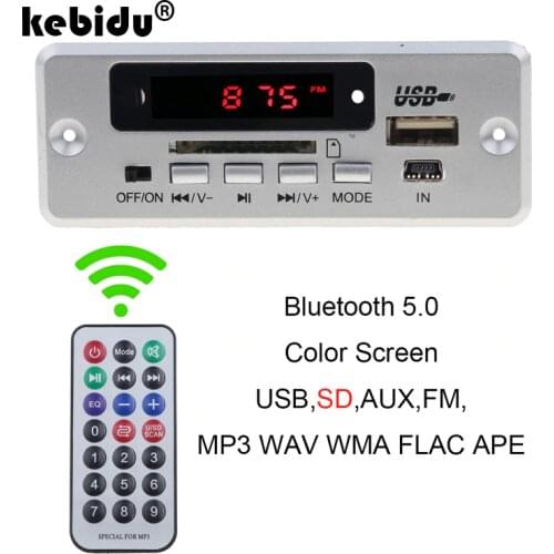 Kebidu DC 5V 12V Car Bluetooth 5.0 MP3 WMA FM AUX Decoder Board Audio Module FM TF Radio Automobile Car MP3 Speaker Accessories