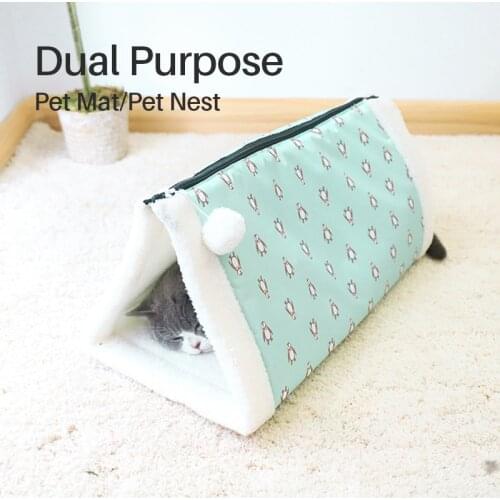 Pet Dog Mat Cat Bed Dual Purpose Triangle House Winter Warm Cats Kennel Comfortable Soft Washable Pets Dog Nest Daily Supplies