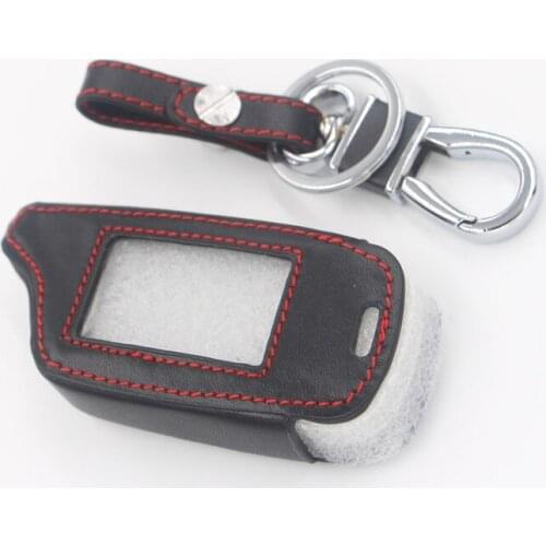 4 Buttons Leather Key Cover Case X5 For Russian Version Vehicle Security Two Way Car Alarm System TOMAHAWK X5 Keychain