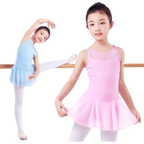 Summer Girls Ballet Dance Dress Dance Sling Practice Clothes Children Gymnastics Leotard Ballet Dance Clothes Net Yarn Stitching