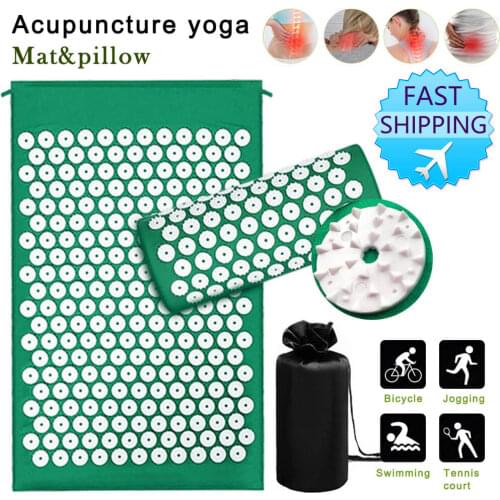 Massage Cushion Acupressure Yoga Mat Shiatsu Therapy Whole Body Muscle Relaxation Neck Back Pain Relief with Massage Pillow Set