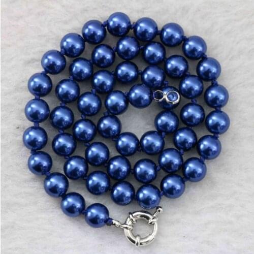 Fashion Rose green blue shell simulated-pearl 8mm 10mm 12mm 14mm round beads diy jewelry necklace 18" B1012