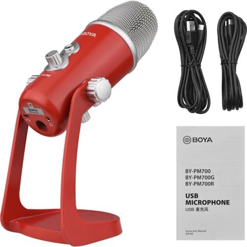 BOYA Desktop USB Microphone Metal Computer Condenser Photography Photo Studio Mic with Stand Compatible for Windows & Mac System