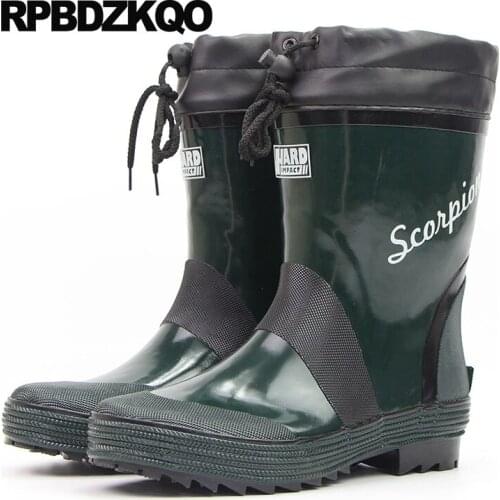 Non Slip High Sole Casual Platform Green Rain Plus Size Ankle Waterproof On Pvc Rubber Fishing Boots Men Cheap Shoes Thick Soled
