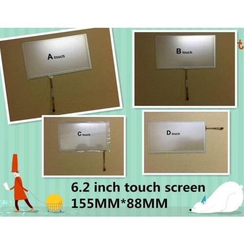 New 6.2 inch 4 wire resistive touch screen HSD062IDW1 -A00 A01 A02 car DVD navigation screen 155*88 155mm * 88mm