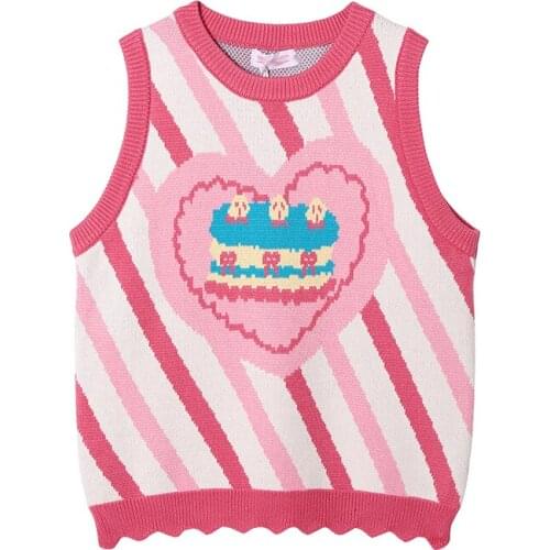 Autumn And Winter Sweet And Cute JK Student Kawaii Cartoon Knitted Vest Vest Womens High Quality Sleeveless Vest Sweater